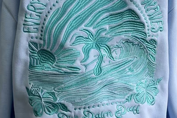 Computer embroidery on hoodies