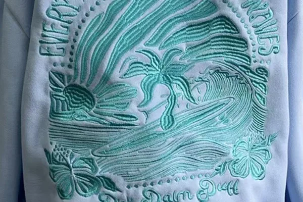 Computer embroidery on hoodies